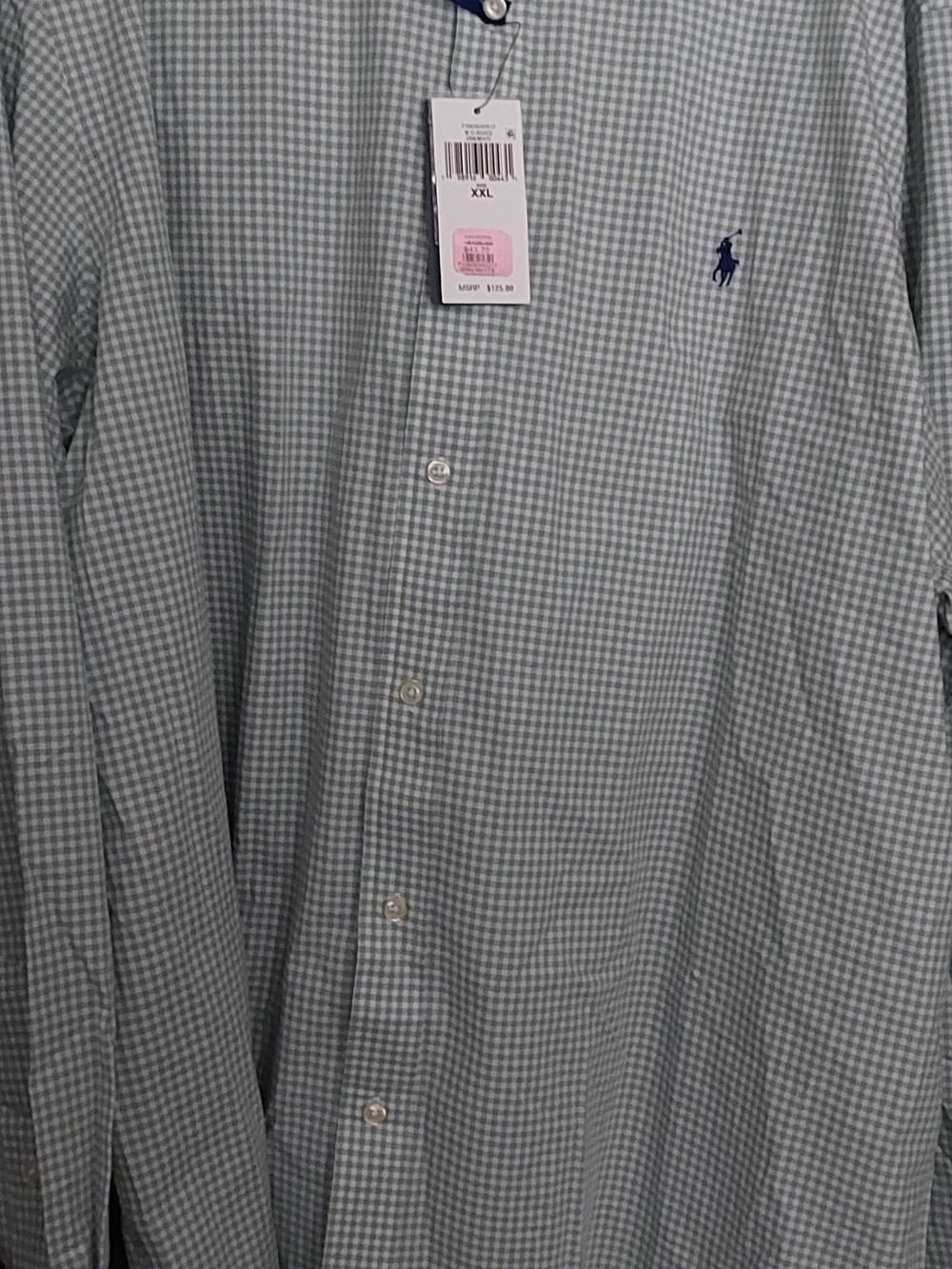 Ralph Lauren Men's Light Green Gingham Button-Down Shirt XXL Classic Fit